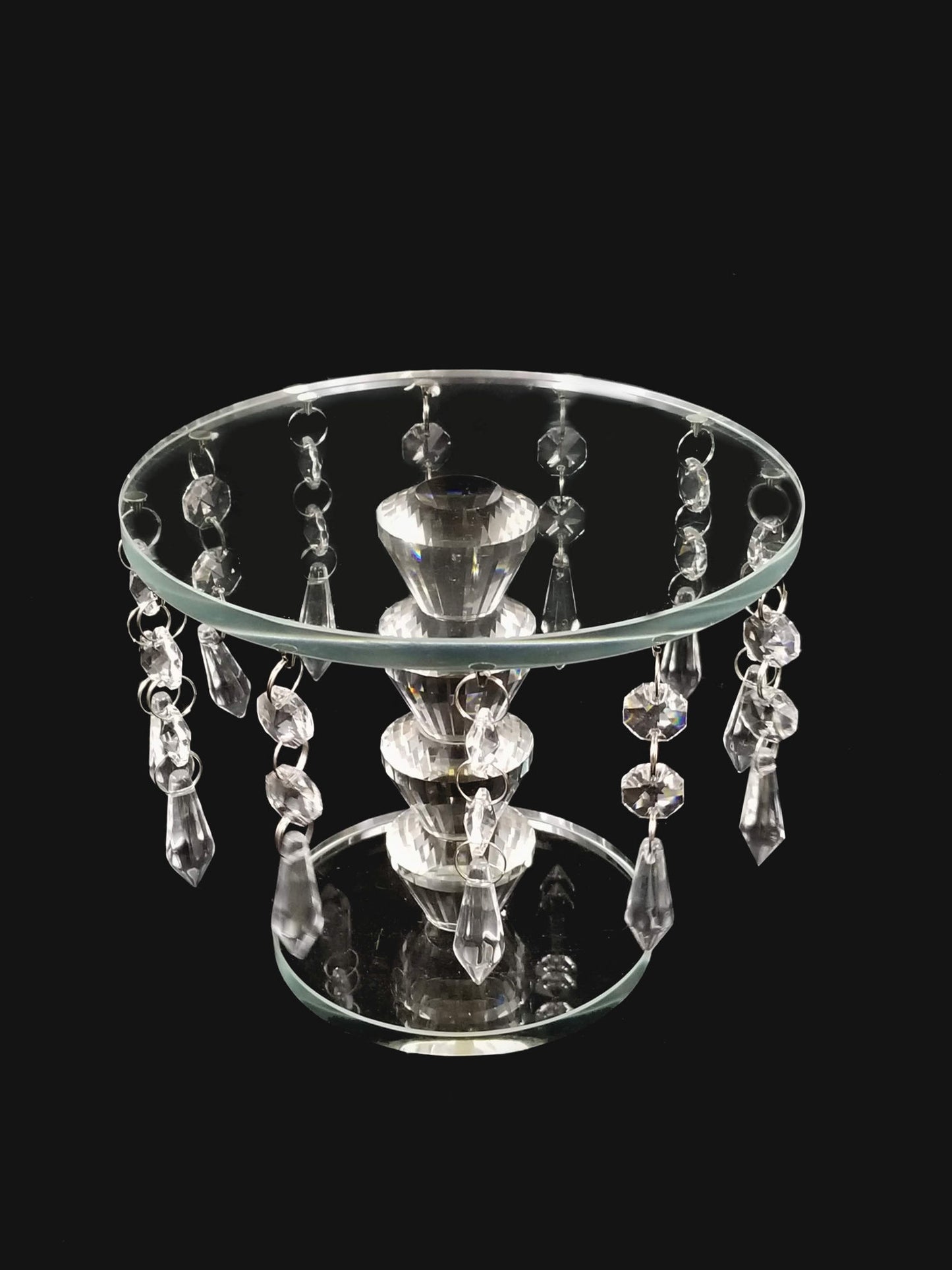 CS8644 - 7" Tall Rounded Crystal Stand with Hanging Crystal