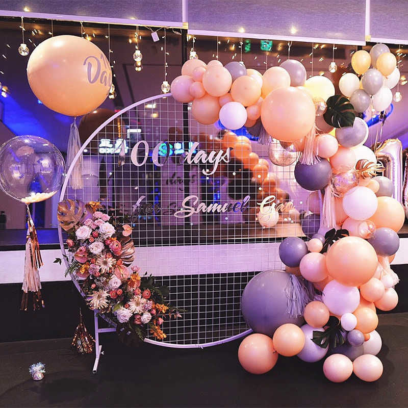 GM02- White - 6' White Metal Backdrop Wedding Arch with Mesh