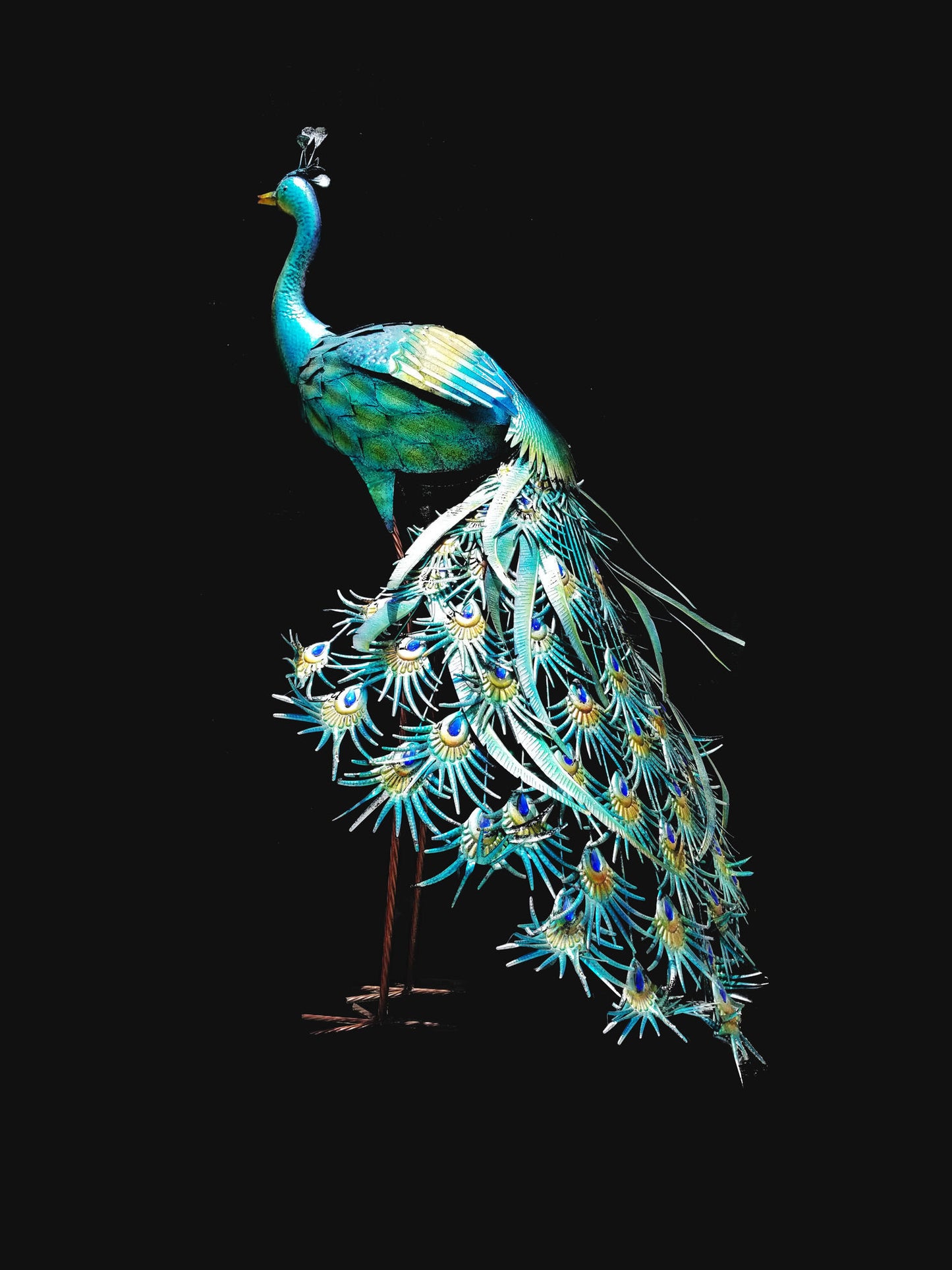 72" Tall Outdoors Large Metal Standing Peacock Decoration Statue