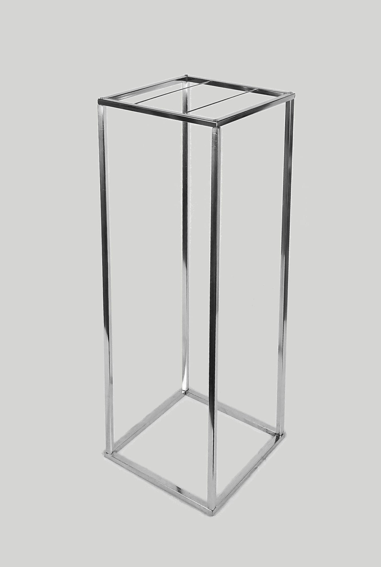 VC-2582 Sl- 32" Shiny Silver Wedding Wire Metal Column Pillar - Geometric Centerpiece