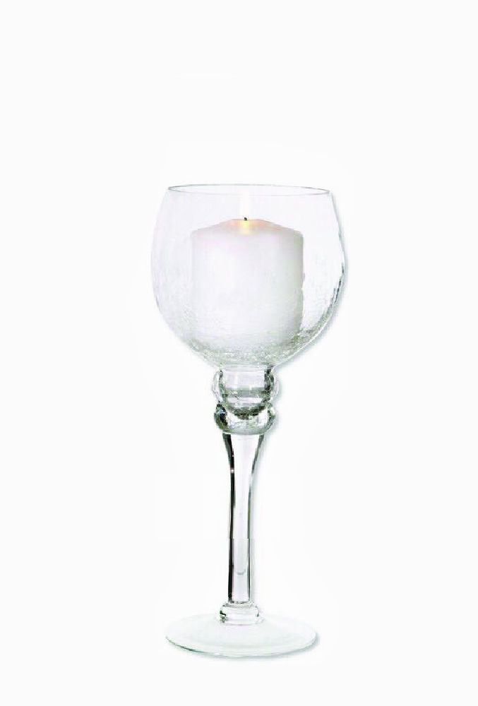 CH451 - 12" Clear Long Stem Globe Glass Vase Candle Holder
