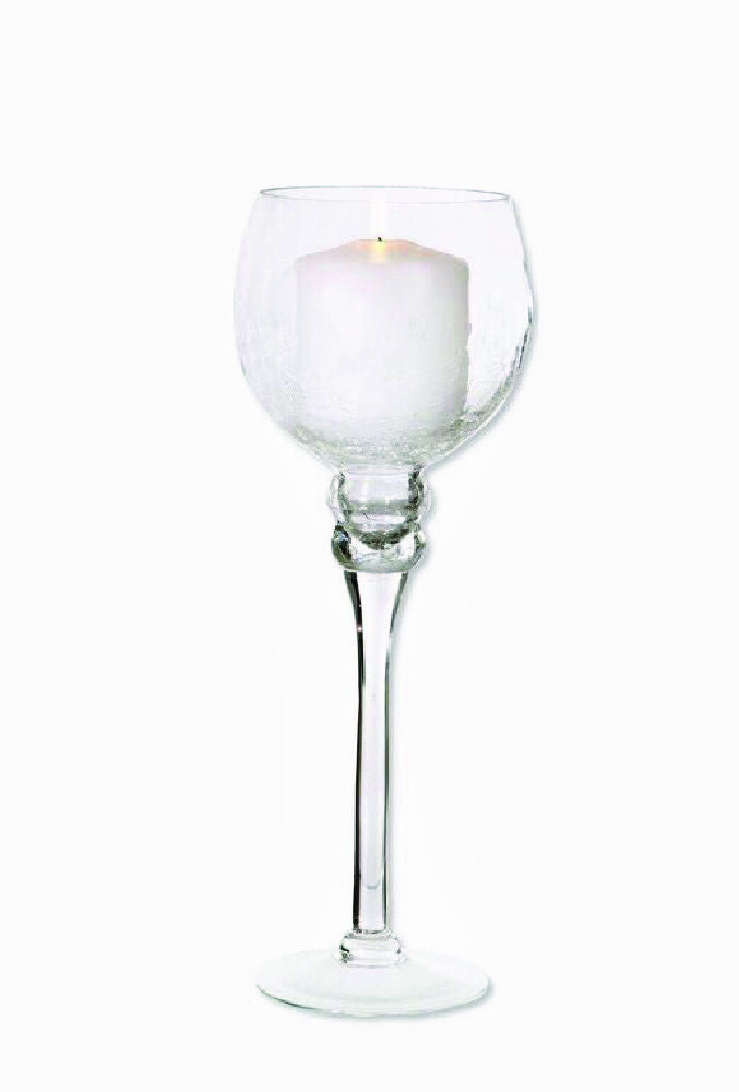 CH452 - 16" Clear Long Stem Globe Glass Vase Candle Holder