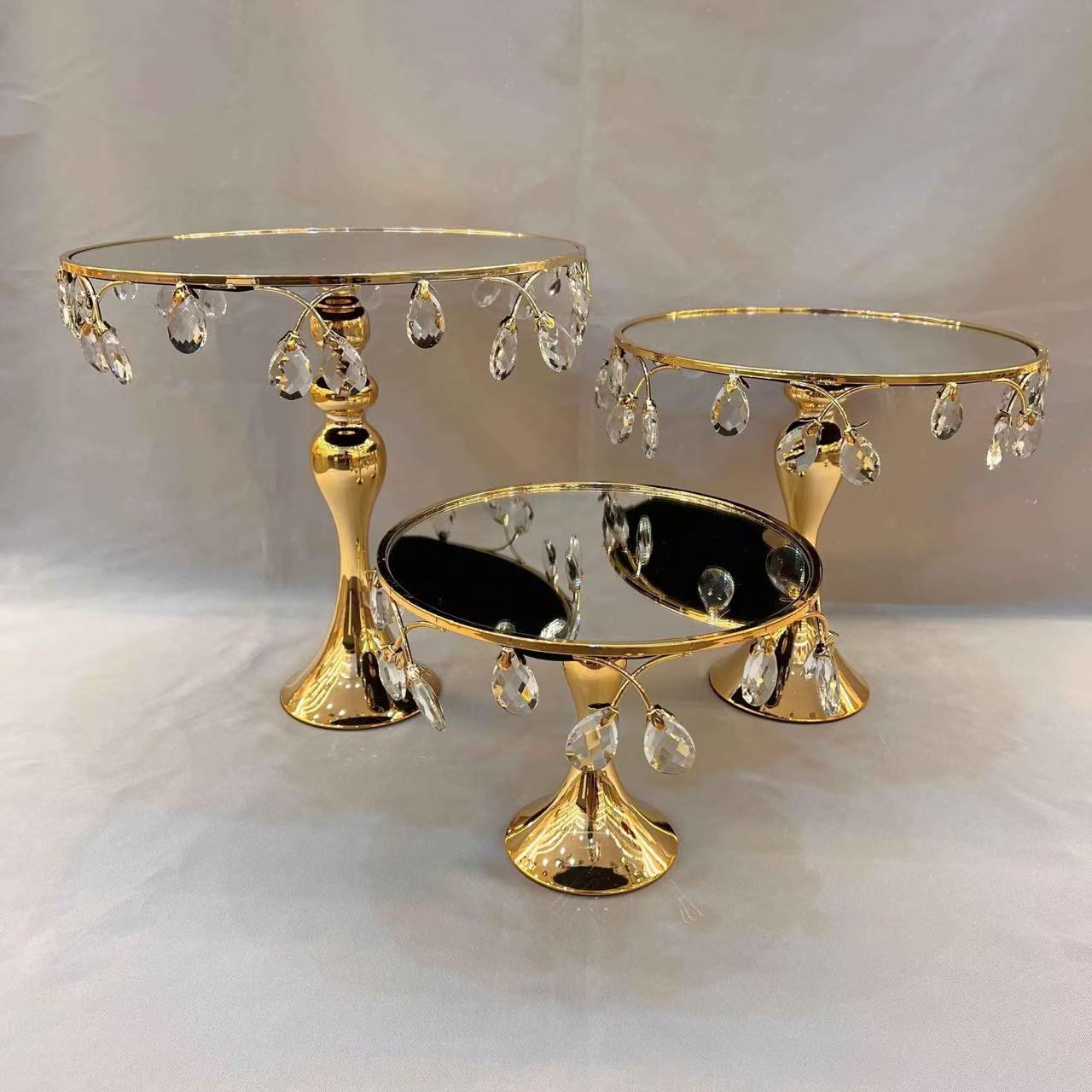 Luxurious Gold Crystal Cake Stands (Set of 3)