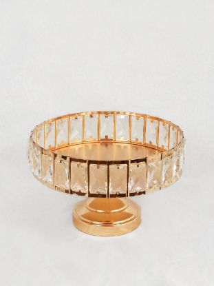 Picture of SH142656 - 12" Metal  Crystal Gold Cake Stand