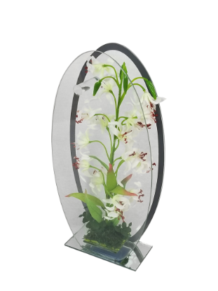 Picture of MRD-3462  -  15" Standing Oval Mirror Decor with Artificial Plant