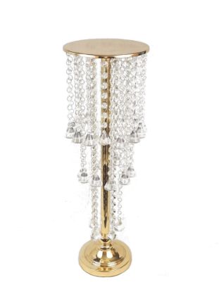 Picture of HS6006 - Metal Flower Stand with Crystal Chain Flower Diamond Pendant Chandelier Stand 25"