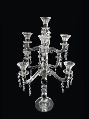 Picture of CH8890 - 9 Arm Premium Gem Cut Crystal Glass Candle Holder