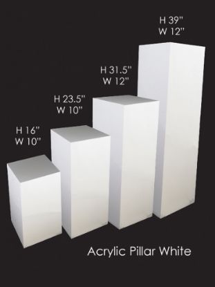 Picture of Acrylic Cake Pillar Set of 4 White