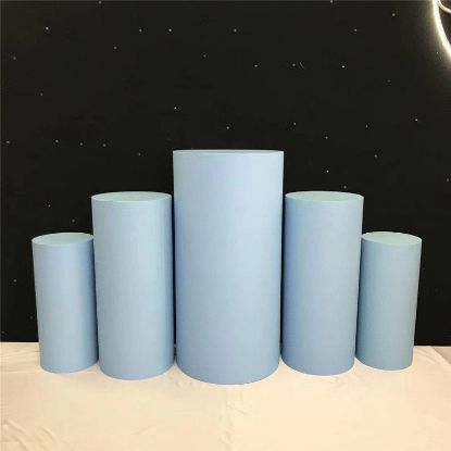 Picture of Metal Cake Pillar Round Set of 5 Light Blue