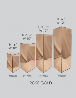 Picture of Set of 4 Mirrored Rectangular Column/Pedestal Rose Gold