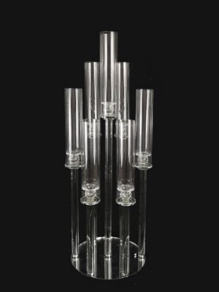 Picture of CCH0220-7 - 7 Head Candlestick Holders  with Hurricane Tubes Wedding Table Centerpiece 36.5"