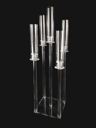 Picture of CCH6665S - 5 Head Candlestick Holders  with Hurricane Tubes Wedding Table Centerpiece 38.5"