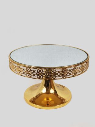 Picture of F1164 - 12" Metal Gold Cake Stand with Mirrored Top