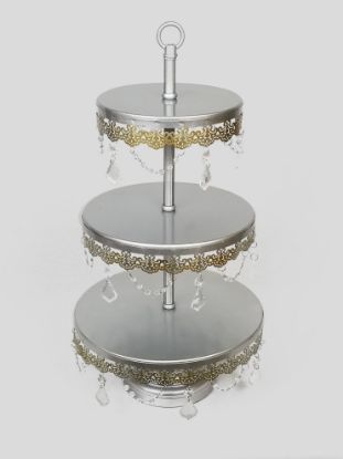 Picture of KK6 SL/GD - 3 Tier Silver/Gold Premium Metal Cupcake Stand with Decorative Crystals