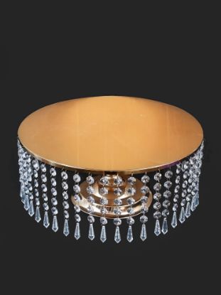 Picture of CS040 - 16" Gold Metal Cake Stand with Hanging Crystal