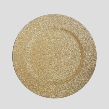Picture of 19029 GD - 13" Gold Round Gold Glitter Acrylic Plastic Charger Plates