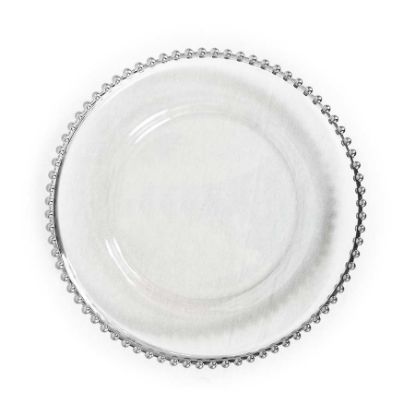 Picture of GP5428 SL - 13" Round Beaded Silver  Glass Charger Plates