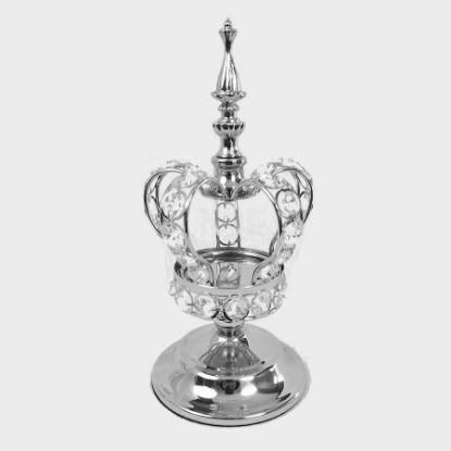 Picture of CH5470 SL - 11" Silver Crystal Bead Crown with Stand Centerpiece