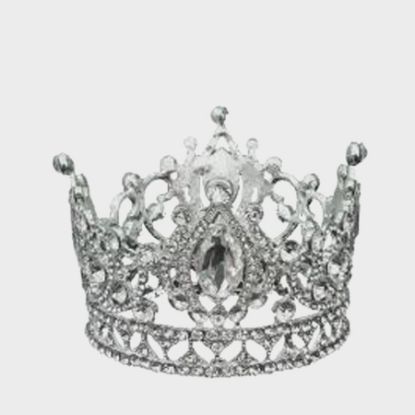 Picture of 11018 Silver - 3.5" Vintage Royal Crown Cake Topper Decor with Crystals