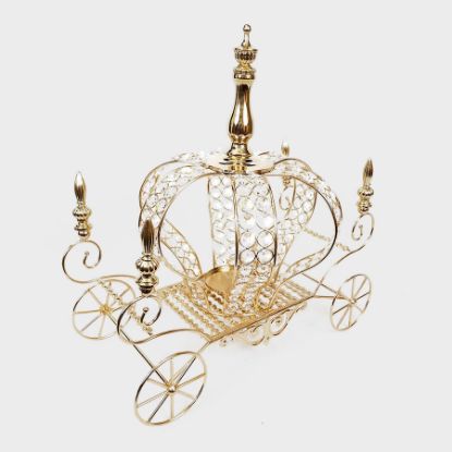 Picture of HX6278-2 - 17" Gold Crown Metal Carriage with Crystals Centerpiece