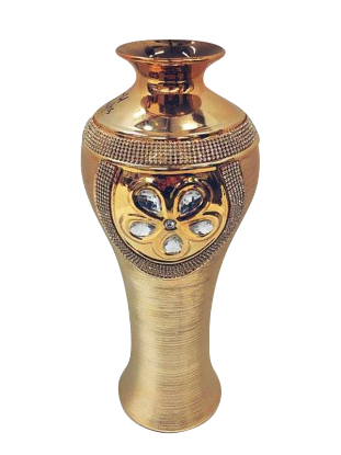 Picture of 459-U - Gold Vase Elegant Ceramic with Crystal Detail 18"