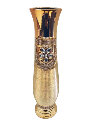 Picture of 684-59 U - Gold Vase Elegant Ceramic with Crystal Detail 23"