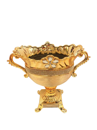 Picture of 663-2 - Gold Vase Elegant Ceramic with Crystal Detail 14"