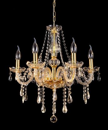 Picture of 6005-6G - Gold 6 Arms Chandelier with Beaded Crystals - 23" x 21"