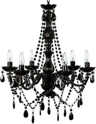 Picture of 6005-6Black - Black 6 Arms Chandelier with Beaded Crystals - 23" x 21"