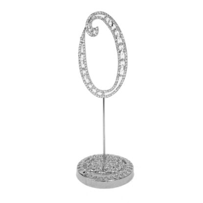 Picture of Number 0 Silver Rhinestone Crystal Metal Cake Topper  3-3/4-Inch