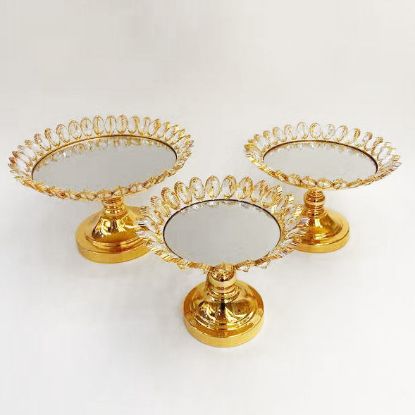 Picture of F945 - Gold Cake Stand Set with Mirror Top