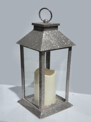 Picture of LED Glitter Lantern Silver
