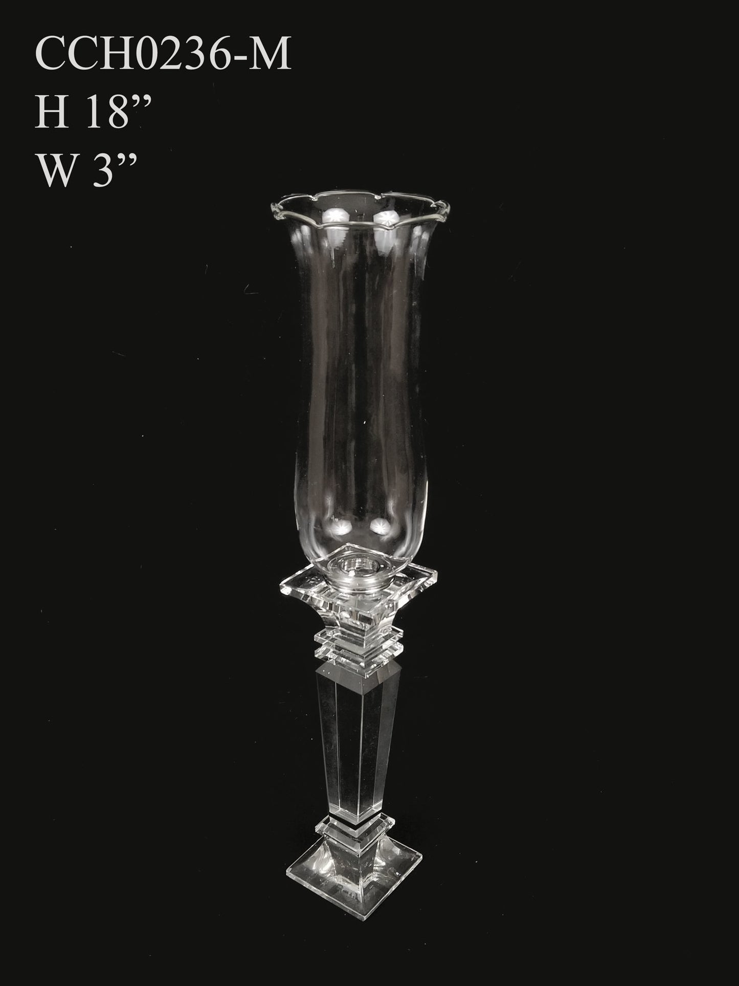 CCH0236-M - Hurricane Taper Crystal Glass Candle Holder 18"