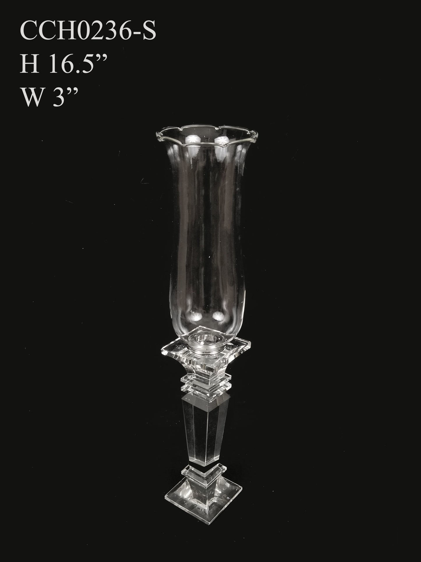 CCH0236-S - Hurricane Taper Crystal Glass Candle Holder 16"