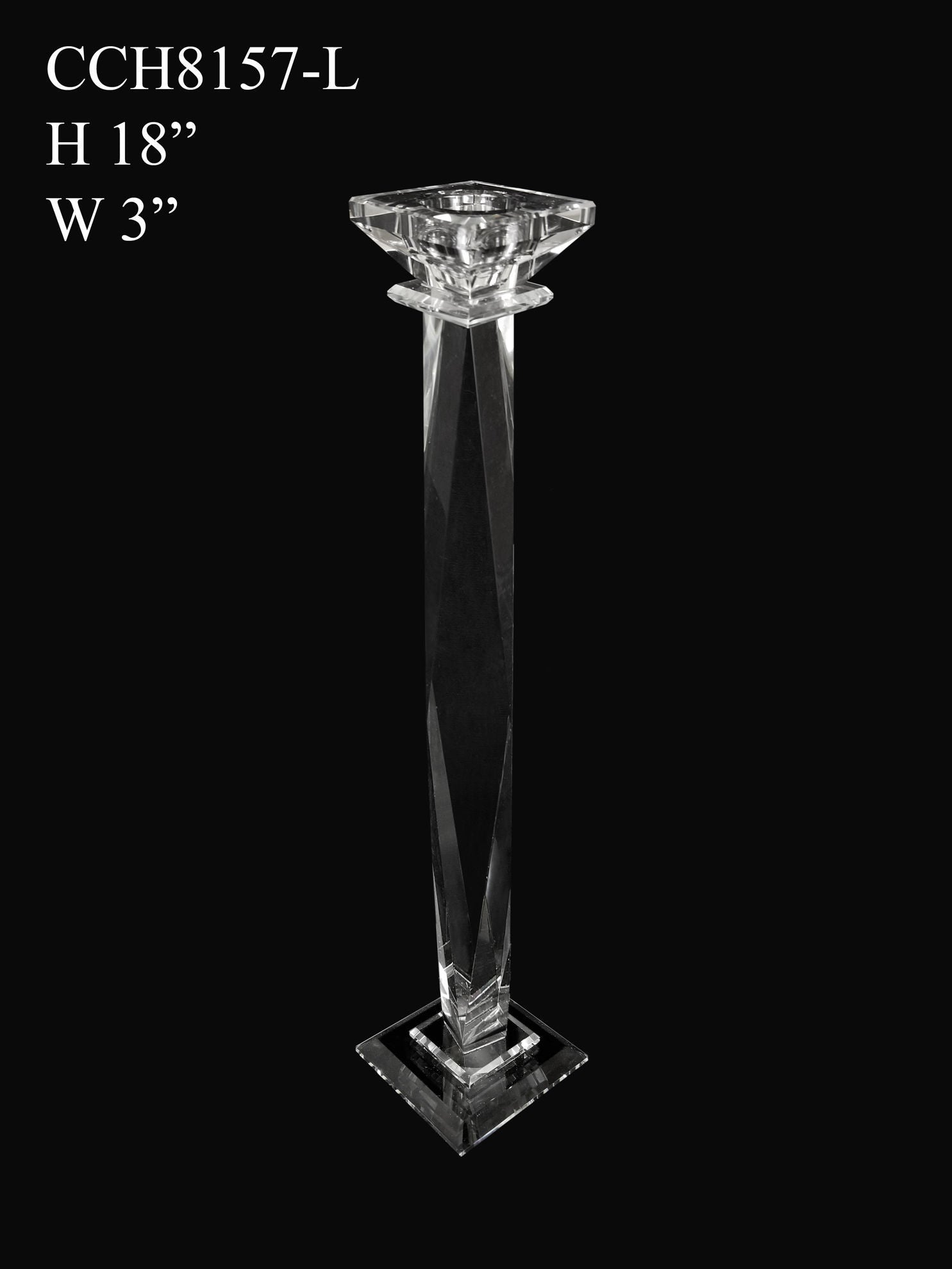 CCH8157-L - Premium Glass Crystal Pillar Candle Holder 18"