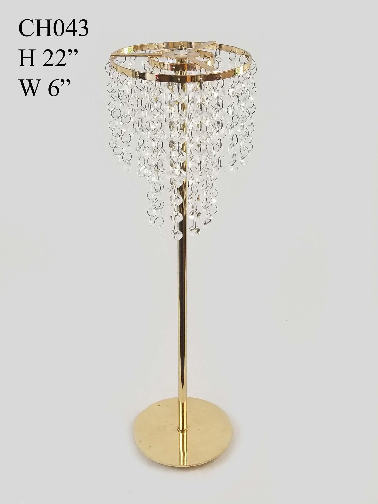 CH043 - Gold 19 Crystal Chain Flower Diamond Pendant Chandelier Stand 22"/17"