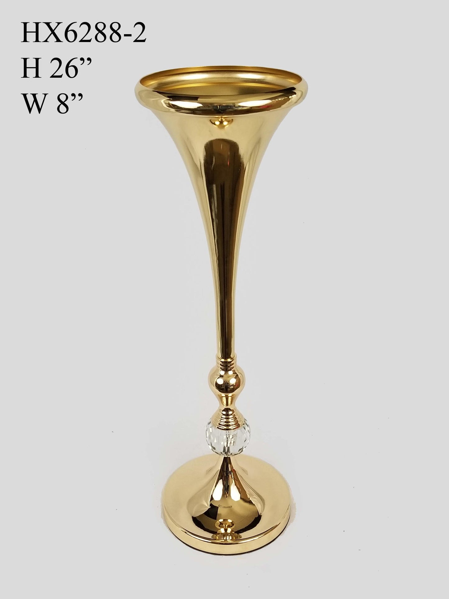 HX6288-2 - Metal Flower Vase Stand With Crystal 26"
