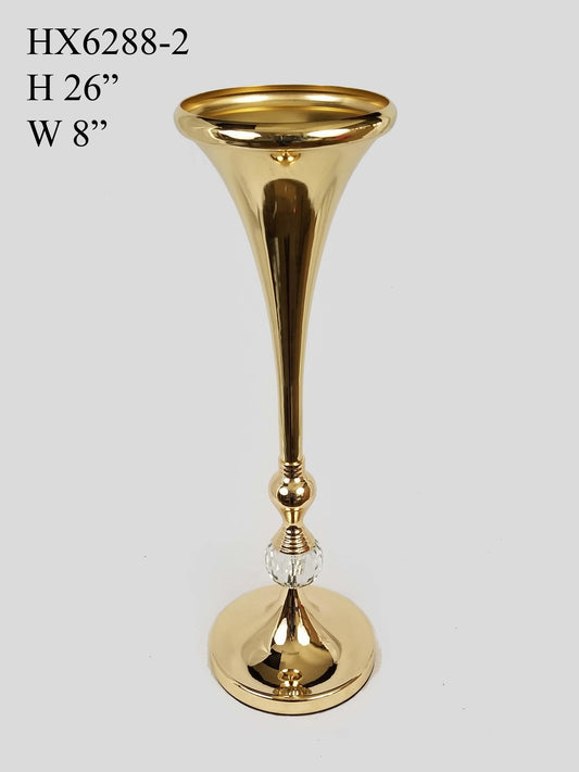 HX6288-2 - Metal Flower Vase Stand With Crystal 26"