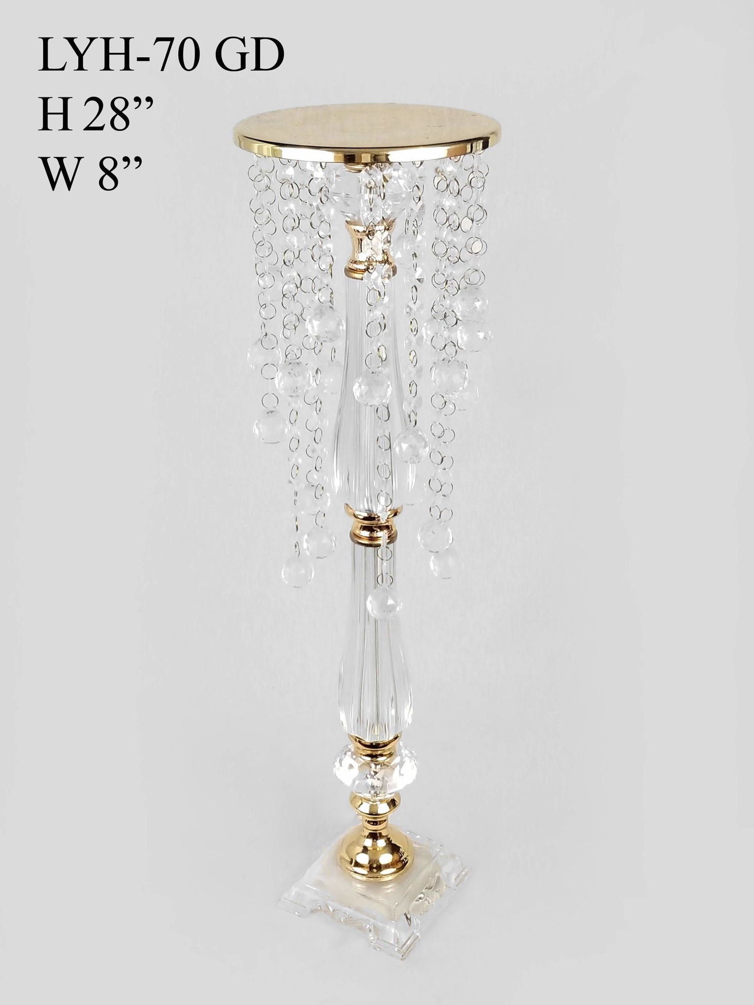 LYH-70 -  Acrylic and Metal Flower Stand with Crystal Chain Chandelier 28"