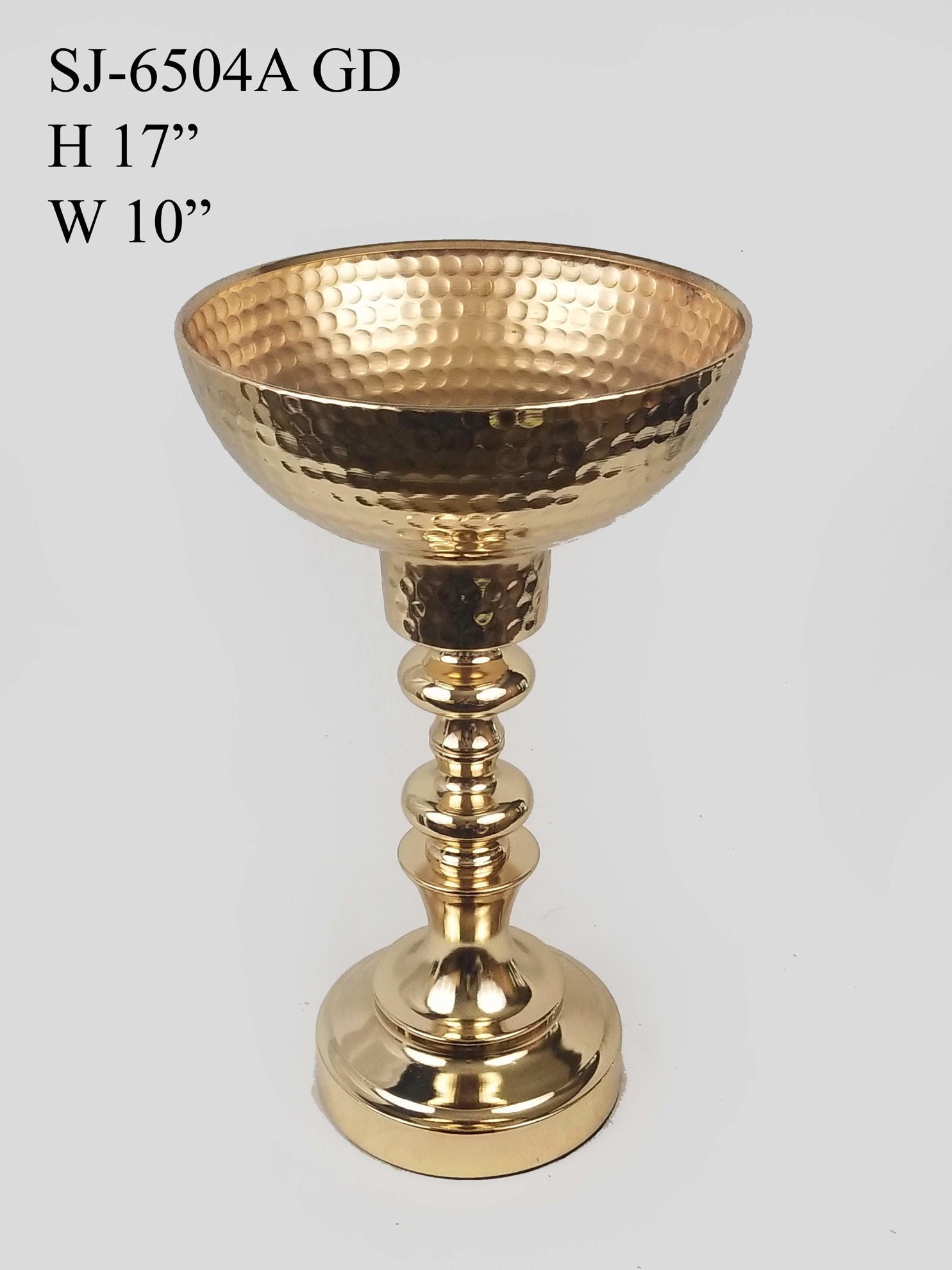 SJ-6504A GD - Gold Metal Goblet Flower Stand 17"