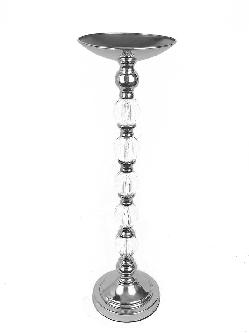 VC1196-5 - Metallic Pillar Flower Stand With 5 Clear Crystal Ball 24"