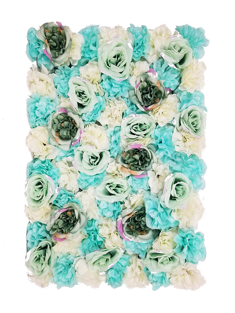 FL4060-1 - T-Blue Silk Rose & Hydrangea Flower Wall Mat Panel 24"