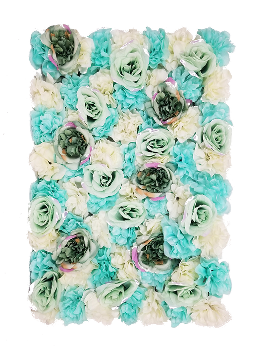 FL4060-1 - T-Blue Silk Rose & Hydrangea Flower Wall Mat Panel 24"