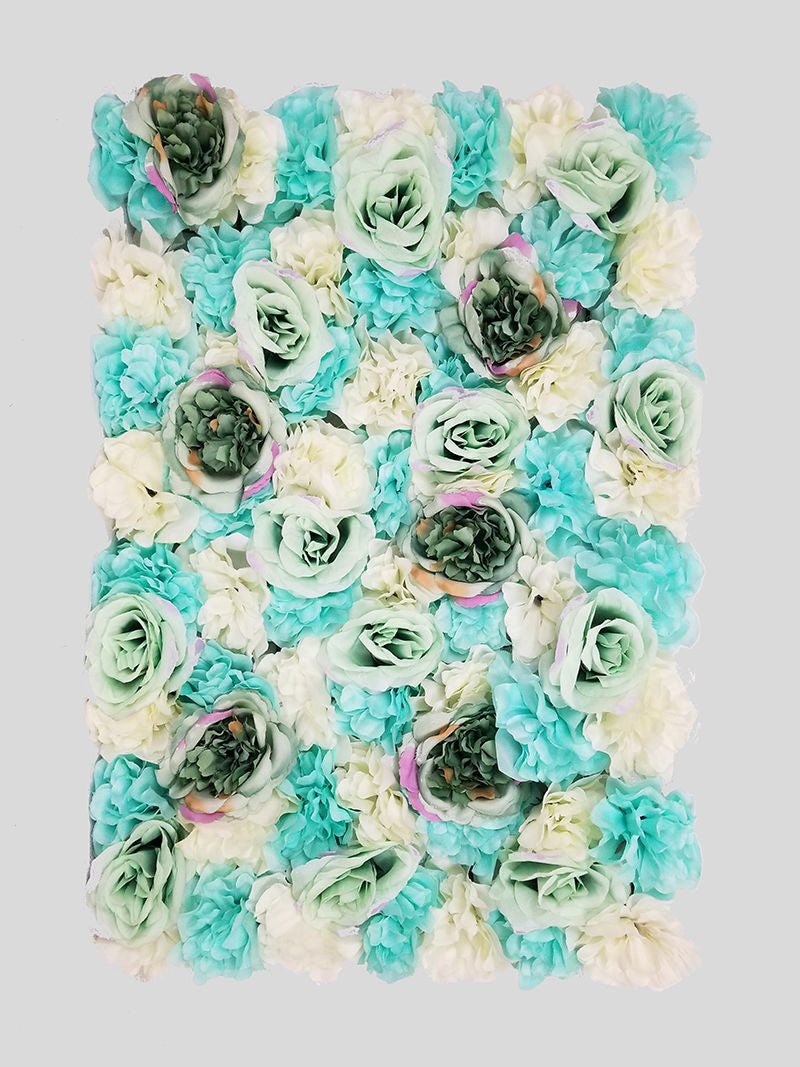 FL4060-1 - T-Blue Silk Rose & Hydrangea Flower Wall Mat Panel 24"