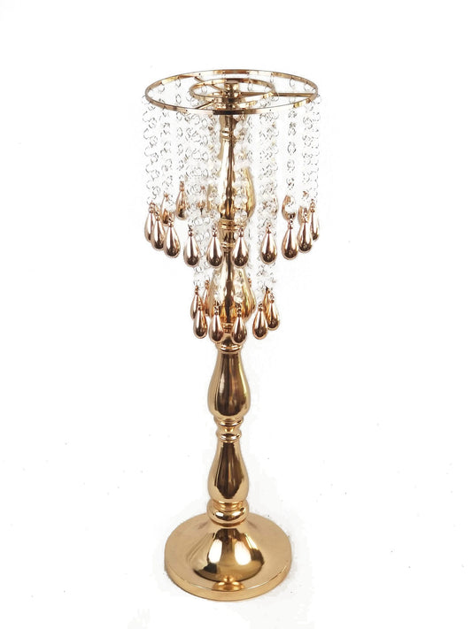 CH1322L - Metal Flower Stand with Crystal Chain Flower Diamond Pendant Chandelier Stand 27"