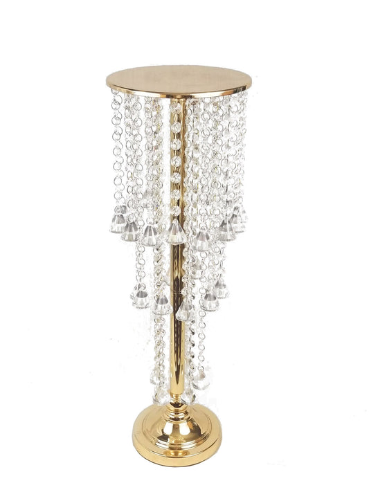 HS6006 - Metal Flower Stand with Crystal Chain Flower Diamond Pendant Chandelier Stand 25"