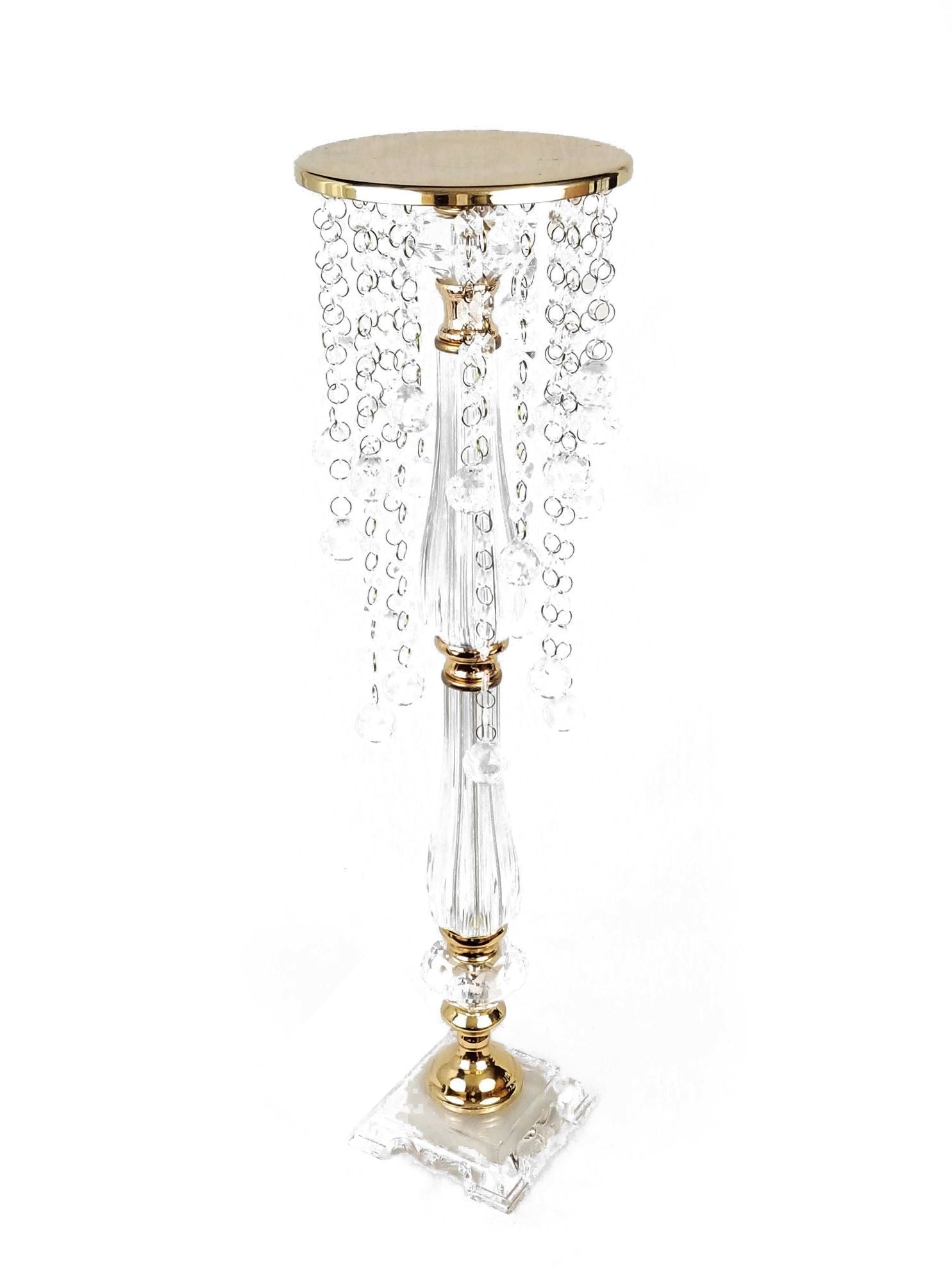 LYH-70 -  Acrylic and Metal Flower Stand with Crystal Chain Chandelier 28"