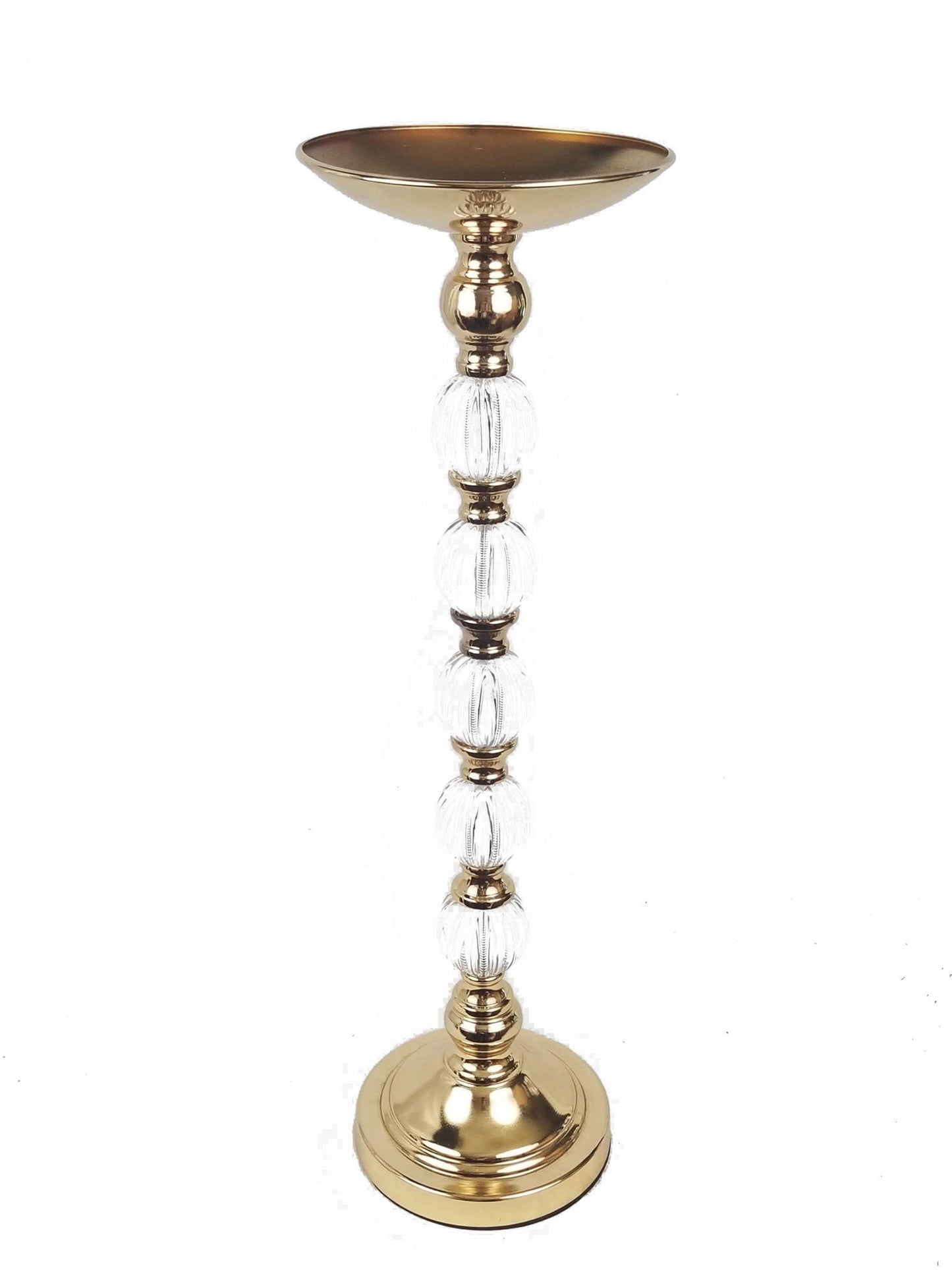VC1196-5 - Metallic Pillar Flower Stand With 5 Clear Crystal Ball 24"