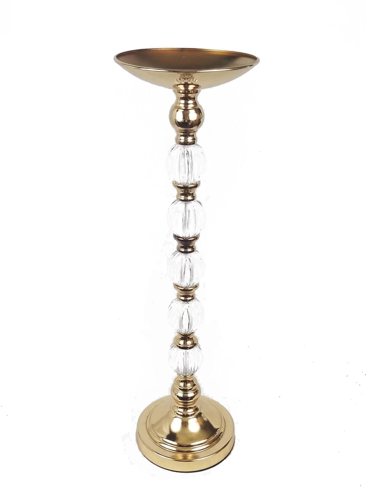 VC1196-5 - Metallic Pillar Flower Stand With 5 Clear Crystal Ball 24"