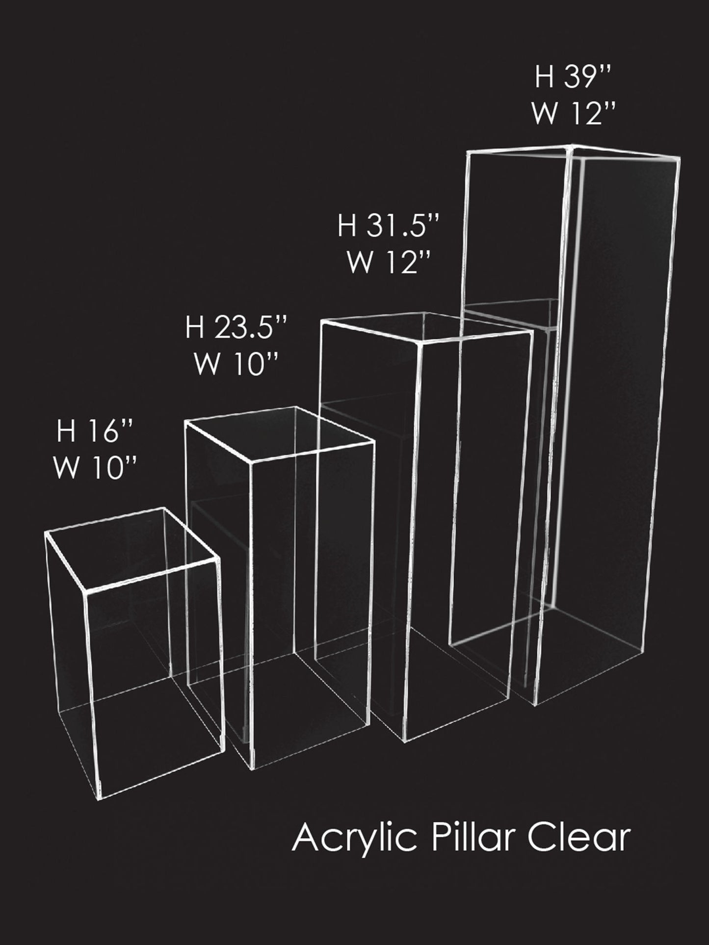 Acrylic Cake Pillar Set of 4 Clear